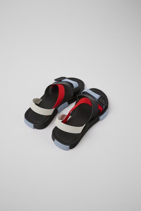 Design Set Red White And Black Leather Sandals For Men Camper