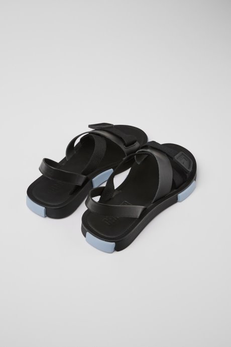 Camper Design Set Black Leather And Recycled Pet Sandals For Men