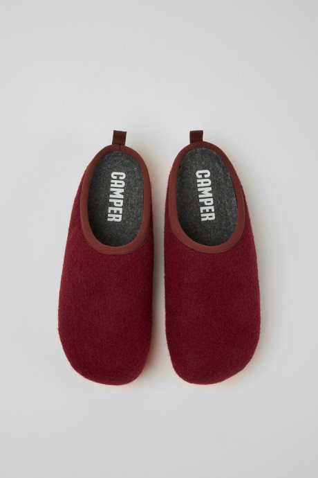 Wabi Burgundy Wool Slippers For Men Exclusive Camper