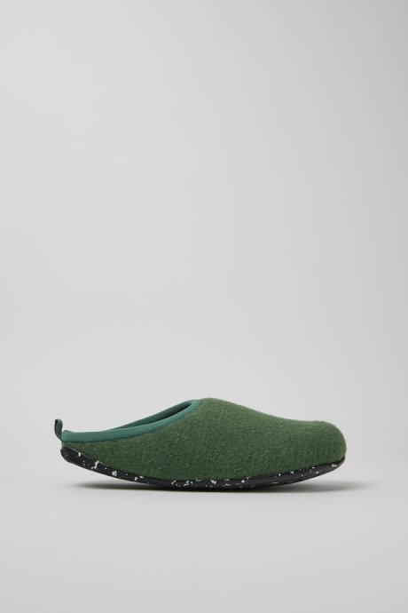 Design Wabi Green Wool Slippers For Men Camper