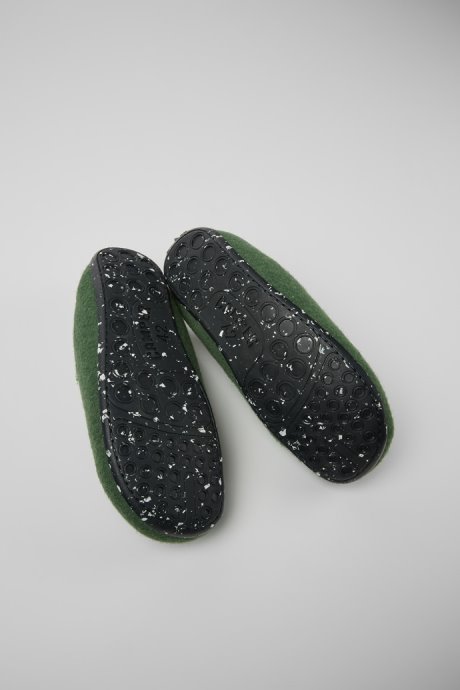 Design Wabi Green Wool Slippers For Men Camper