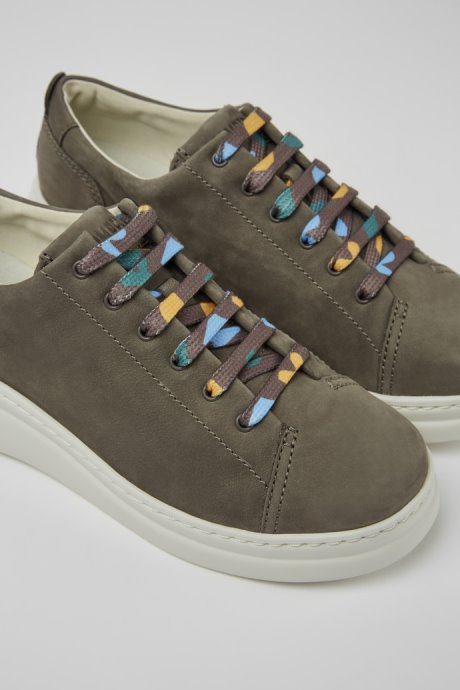 Design Runner Up Brown-Gray Nubuck Sneakers For Women Camper