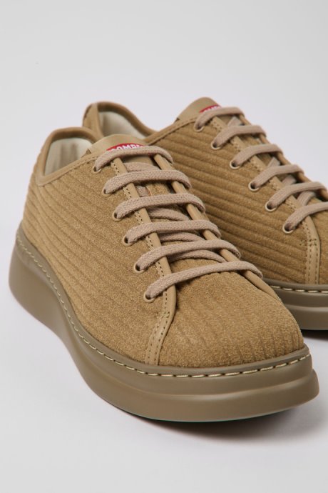 Runner Up Beige Recycled Leather Sneakers For Women Camper New Arrivals