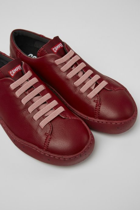 Camper Design Peu Touring Burgundy Leather Sneakers For Women