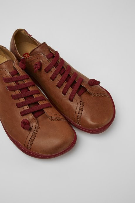 Camper Peu Brown Leather Shoes For Women New Arrivals