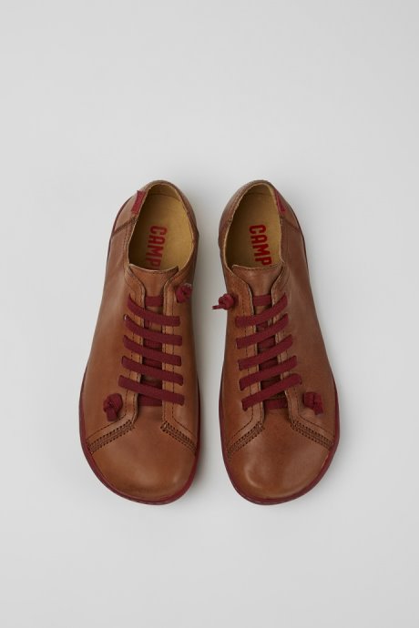 Camper Peu Brown Leather Shoes For Women New Arrivals
