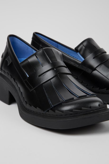 Camper Taylor Black Leather Loafers For Women New Arrivals