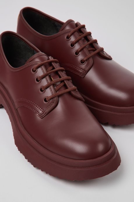 Exclusive Camper Walden Burgundy Leather Lace-Up Shoes For Women