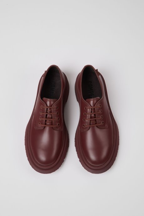 Exclusive Camper Walden Burgundy Leather Lace-Up Shoes For Women