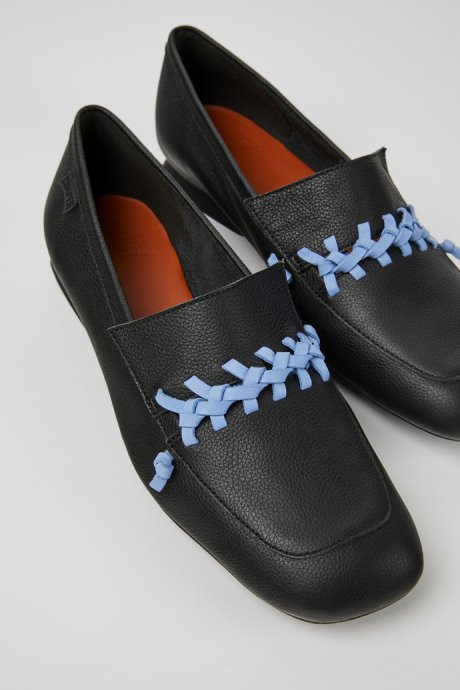 Camper Casi Myra Black And Blue Leather Loafers For Women New Arrivals