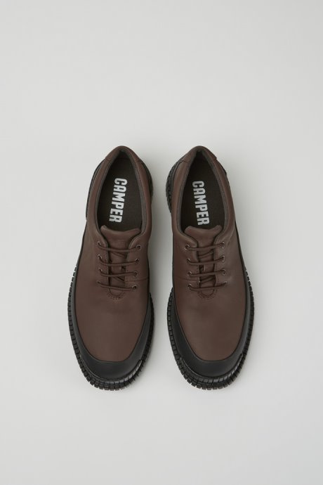 Exclusive Camper Pix Brown And Black Leather Lace-Up Shoes For Women