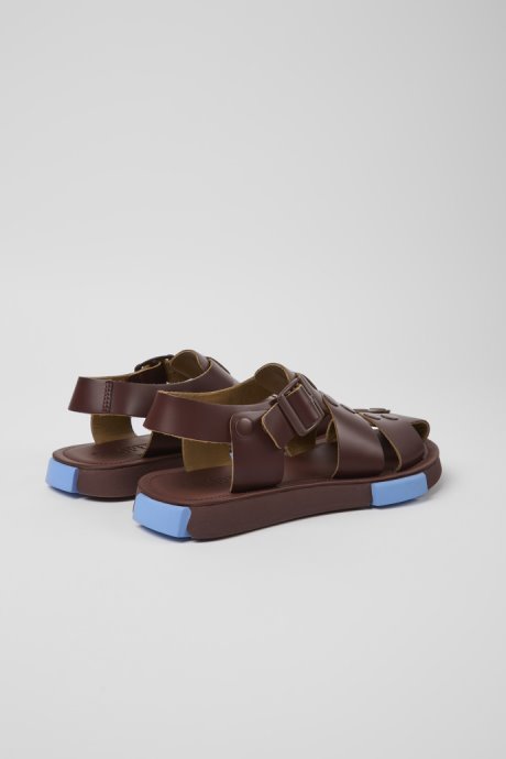 Set Burgundy Leather Sandals For Women Exclusive Camper