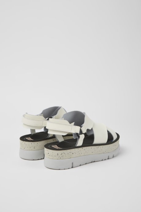 Camper Design Oruga Up White Leather Sandals For Women