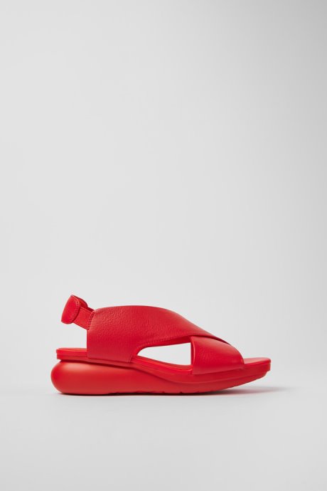 Balloon Red Leather Sandals For Women Exclusive Camper