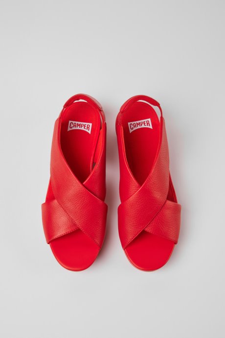Balloon Red Leather Sandals For Women Exclusive Camper