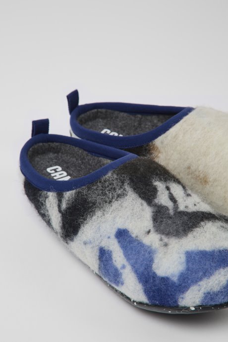 Camper Wabi Blue Black And White Recycled Wool Slippers For Women New Arrivals