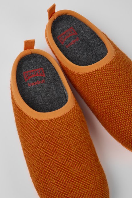 Wabi Orange Wool And Viscose Slippers For Women Exclusive Camper