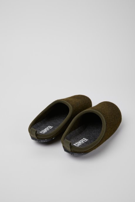 Camper Wabi Green Wool Slippers For Women New Arrivals