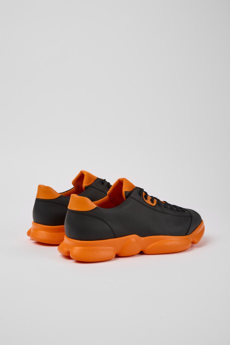 Camper Karst Black And Orange Leather Shoes For Men New Arrivals